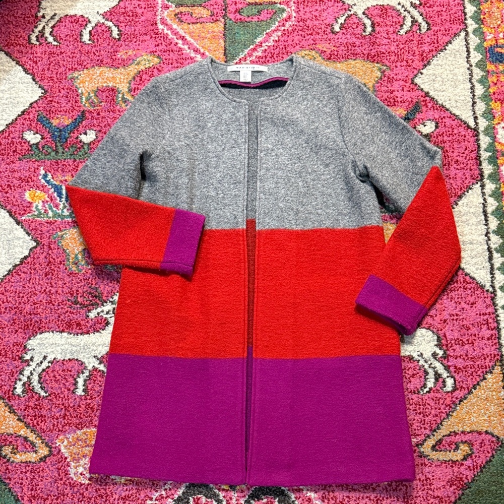 Max Studio Colorblock wool blend open Jacket - size M